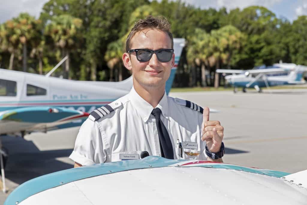 Flight student at Paris Air giving a thumbs up